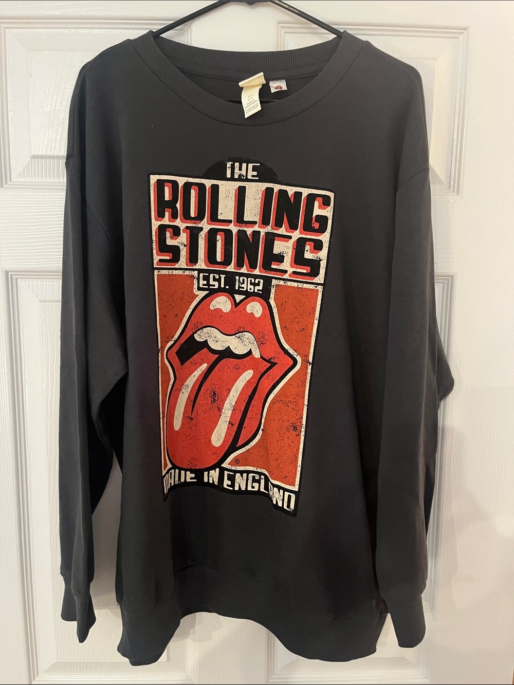 H&M Black Crewneck Sweatshirt with Red Graphic Logo